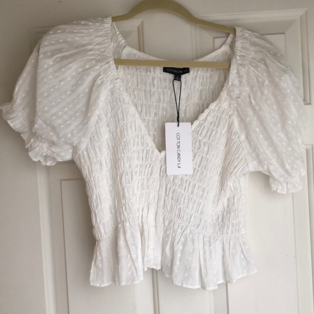Cotton candy LA white blouse NWT